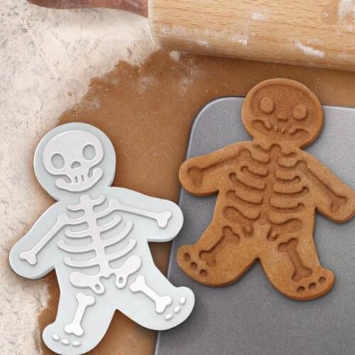 Halloween skull stamp sugar cookie cutters Gingerbread man cookie mold DIY kitchen tools Press-on biscuit maker kitchen tools
