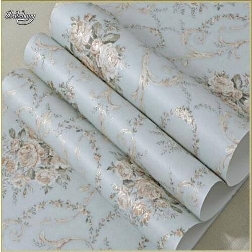 Beibehang Striped Nonwovens Wallpapers Living Room Bedroom TV Backdrops American Village Warm Pastoral Wallpapers AB Edition