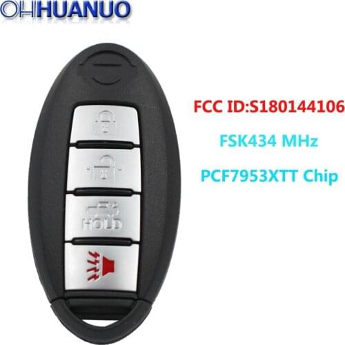 Keyless-go 3+1/4 button FSK434 MHz PCF7953XTT Chip Remote Key For Nissan New X-trail S180144106 With Insert Key