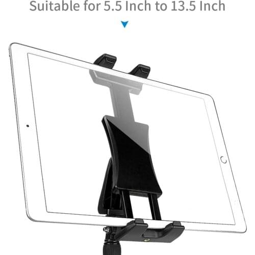 Adjustable Tablet Holder Bracket Phone Clip Clamp 360° Rotation for iPad 5.5 -13.5" Tablet Huawei Phone Tripod Stand Mount