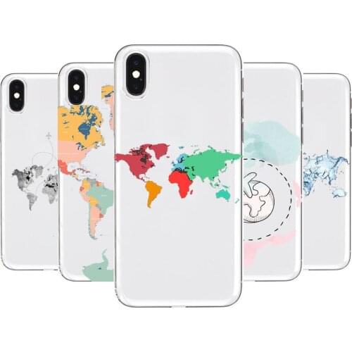 Luxury World Map trave Anime Transparent Phone cover hull For SamSung Galaxy S8 S9 S10e S20 S21 S30 Plus S20 fe 5G Lite Ultra