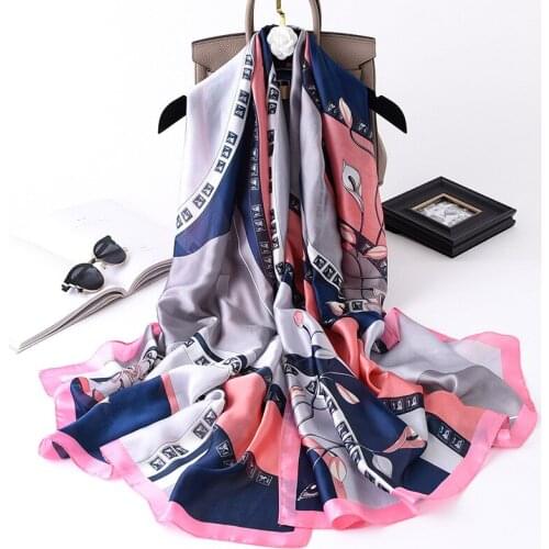 2020 luxury brand silk scarves summer women chain print silk Scarf beach soft headcloth Sunscreen Shawl bandanna foulard hijab