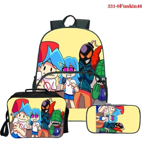 Friday Night Funkin Print School Backpack 3 Pcs/Set Teenage Boys Girls Bookbag Back To School Rucksack Laptop Mochila for Teens