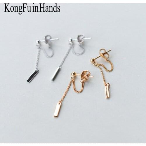 925 Silver Stud Earrings Simple Design Fashion Fine Jewelry Best Gift for Friend Girl Elegant korean Dangle Drop long Earring
