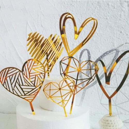 Happy Birthday Cake Topper Flag Acrylic Letter Gold Silver Cake Top Flag Decoration for Wedding Birthday Party Supplies