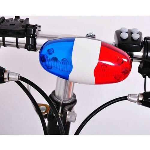 Bicycle Bell 6 LED 4 Tone Bicycle Horn Bike Call LED Bike Police Light Electronic loud Siren Kid Accessories Bike Scooter MTB 20