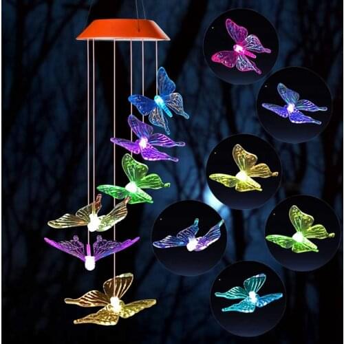 Wind Chime,Solar Lights Chimes,Butterfly Wind Chimes Led/Solar Wind Chime Outdoor Decor,Yard Decorations Solar Light Mobile,Memo
