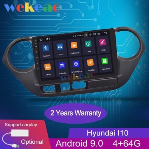 Wekeao Touch Screen 9'' 1Din Android 9.0 Car Radio Automotivo For Hyundai I10 Grand Auto GPS Navigation Car Dvd Player 2013-2016
