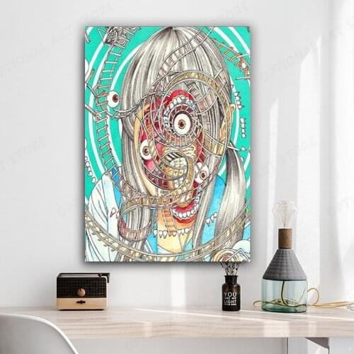Shintaro Kago Japanese Horror Aesthetic Anime Living Room Bedroom Home Decoration Gift Fabric Wall Canvas Poster