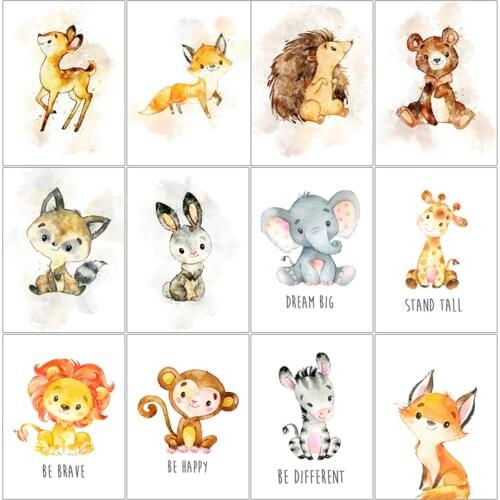 Yumeart Diamond Painting By Number For Kids Diamond Embroidery Cute Cartoon Animal Cross Stitch Cute Zebra Elephant Fox Pictures