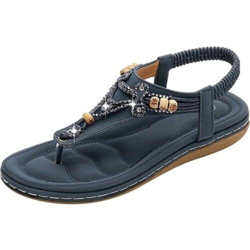 2020 Women Ladies Fashion Crystal Bead Flat Slipper Sandals Casual Sexy High Quality Ladies Shoes