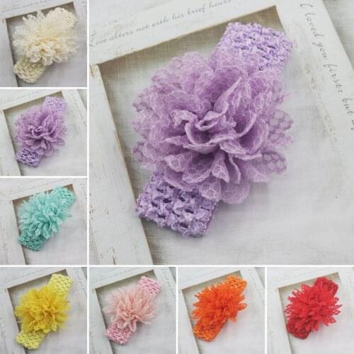1pcs Newborn Baby Girls Flower Headbands Lace Flower Elastic Toddlers Crochet Hairbands Party Birthday Headwear Hair Accessories
