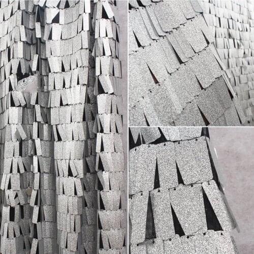 1Y/Lot silve black square sequins lace glitter sewing fabric performance costume accessories cloth decoration TX1316