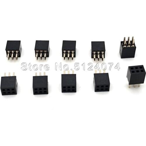 10pcs/lot Double row 2*3P female seat spacing 1.27mm socket 6pin straight needle Female Header connector