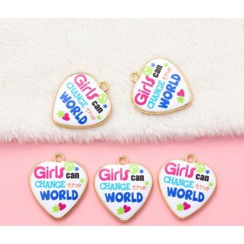10pcs Gold Color Heart Letter Pendant Charms For Bracelet Necklace Enamel Charms Jewelry Making DIY Handmade Craft Gift YZ765