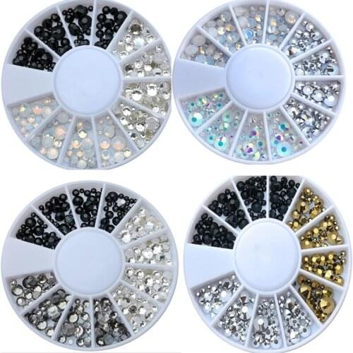 4 Wheel Nail art decor accessories Nail Rhinestones Premium Manicure Nail Art Decorations Tools for Nail Salon