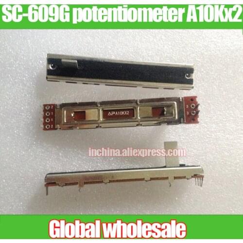 5pcs 88mm SC-609G mixer straight sliding potentiometer A10Kx2 / stroke 60mm double fader handle length 15MMB