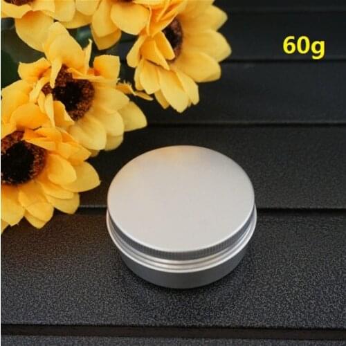 60g 68*25mm Silver Empty Round Aluminum Box Metal Tin Cans Container 60ml Cosmetic Cream DIY Refillable Jar Tea Pot