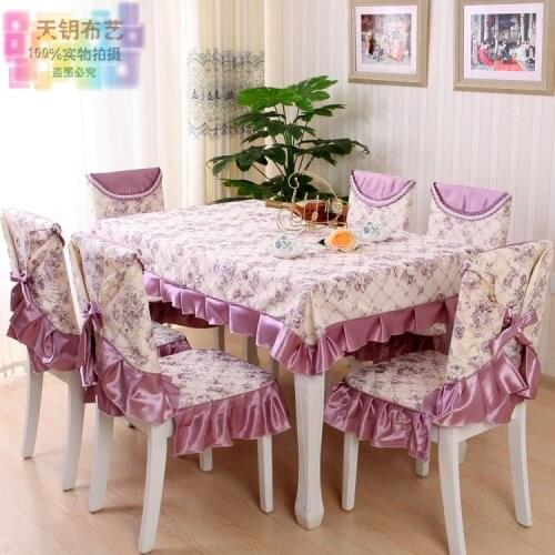 7 pcs/ set Table cloth rustic dining table cloth cushion chair cover lace tablecloth chair cushion table cloth