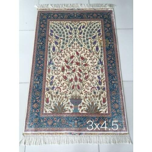 Free shipping 3'X4.5' 230 Line Handmade Silk Oriental Persian Rug hand Knotted silk carpet for home decoration