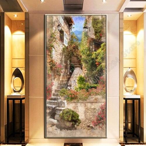 Large Full drill square round Diamond Embroidery natural European retro garden 5d DIY Diamond Painting Mosaic decor FF2798