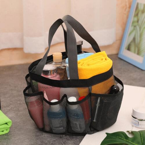 Large Capacity Multifunction Mesh Shower Caddy Portable for College Dorm Bathroom Tote Bag Durable with 8 Pockets Shoes Bag