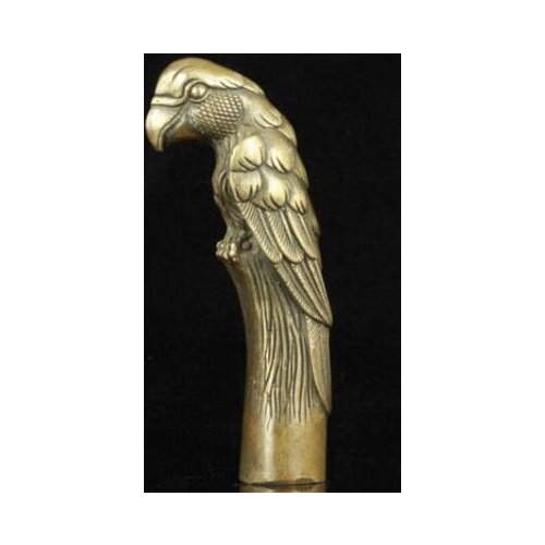 BRONZE STATUE PARROT CANE HEAD COLLECTABLE WALKING STICK DECORATION