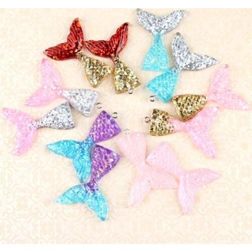 10Pcs/lot Mermaid Tail Key Chain Jewelry Making Charms Pendants DIY Neckalce Earring Multicolor Decoration