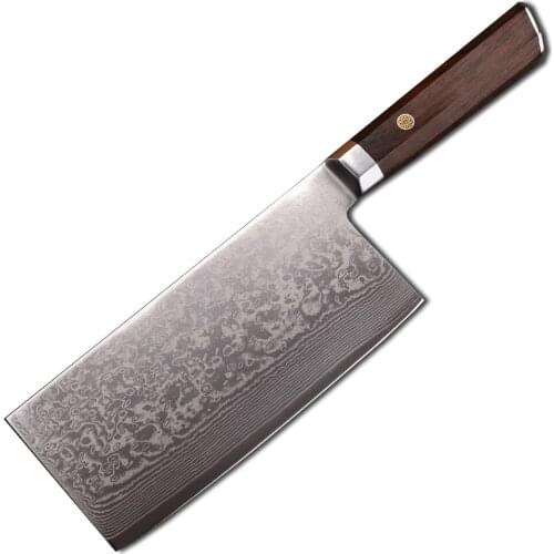 Damascus VG10 Steel Blade Rosewood Handle Kitchen Household Outdoor Camping Vegetable Cutting EDC Tool Knife