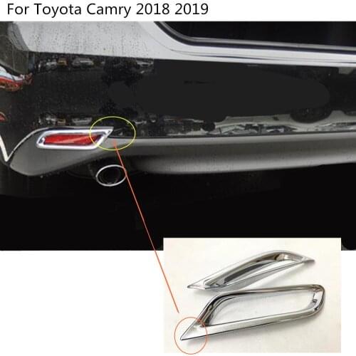 For Toyota New Camry XV70 2017 2018 2019 2020 Car ABS Chrome Cover Trim Back Tail Rear Fog Light Lamp Frame Stick 2pcs
