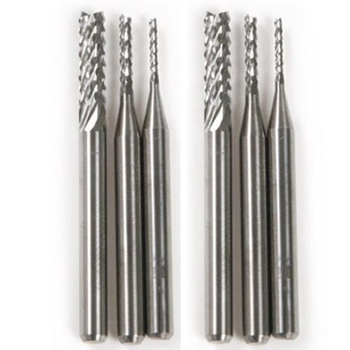Fixmee 6pc CNC PCB Router Bit Drill Corn Milling Cutter 1.0mm 1.5mm 3.175mm Shank 1/8