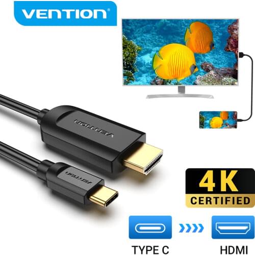Vention USB C to HDMI Cable 4K Type c HDMI Thunderbolt 3 Adapter for MacBook Samsung Galaxy S10/S9 Huawei Xiaomi Type c to HDMI
