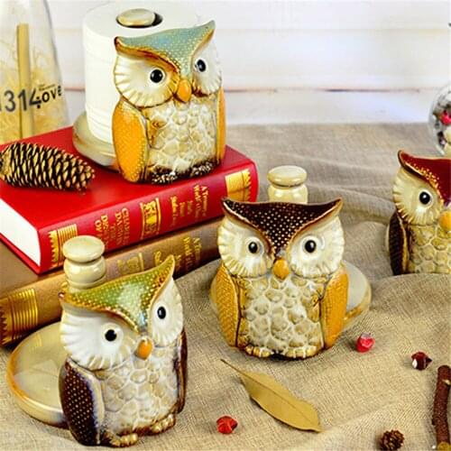 Owl Shaped Ceramic Paper Towel Holder Handicrafts Living Room Desktop Decoration Craft Home Decor Accessories
