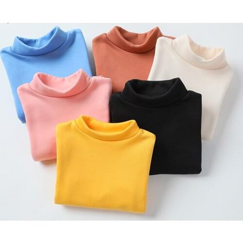 2021 Autumn Winter Children Shirts Thicken Warm Boys Girls Tops Clothes Casual Solid Girls Shirts 2T 10T Turtleneck Kids Tees