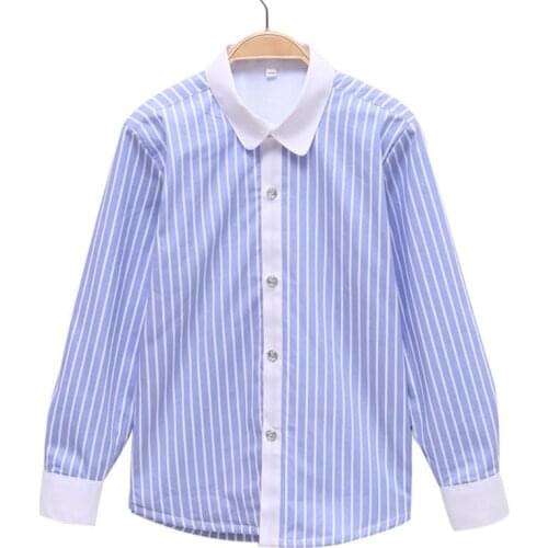 LucaLucky Kids Boys Shirts Long Sleeve Tops Toddler Striped Blouses Teenage Boy 2021 Spring Cotton Children School Clothes 4-18Y