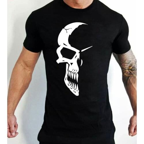 Fashion Casual Men T-shirt Skull T-Shirt Goth Motorbike T-Shirt Men O-neck Tshirt Tees Tops