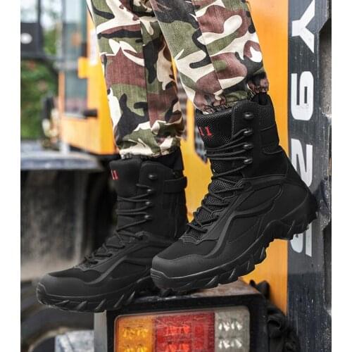 Men Military Boots Mens Working Safty Shoes Army Combat Boots High-Top Militares Tacticos Zapatos Men Shoes Boots Big Size 39-48