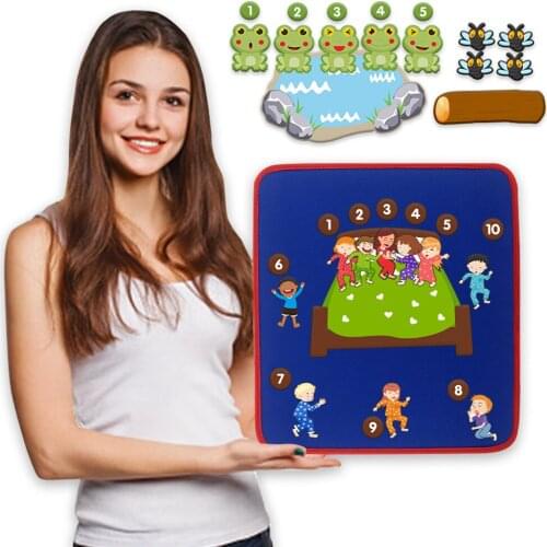 Kids Felt Story Board Kits Kindergarten Children Montessori Educational Flannel Storyboard with Frogs Toy Classroom Accessories