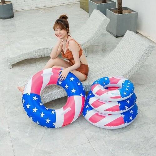 American Flag Inflatable Swimming Ring With Handle for Adults Teens Children Inflatable Pool Tube Giant Float Water Fun Toy