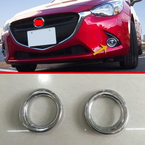 For Mazda 2 Demio DJ DL 2015 2016 2017 ABS Chrome Front Fog Light Lamp Cover Trim Molding Bezel Garnish