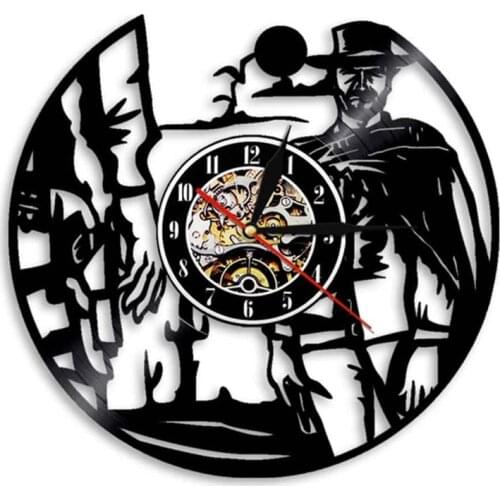 Wild West Sunset Cowboys Wall Clocks Modern Design Western Rodeos Vinyl Record Wall Clock LED Glowing Hanging Watch reloj pared