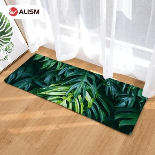 Flannel Floor Mat Carpet Kitchen Mat Banana Leaves Grass Doormat Morden Rug Bedroom Living Room Bath Floor Mats Tatami Tapete