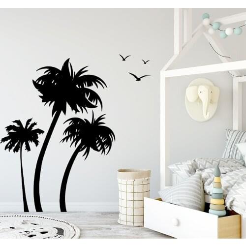 New palm Mural Tree Wall Sticker Pvc Wall Decal For Kids Room Decor coconut Wallpaper Art Mural palmeras pegatinas