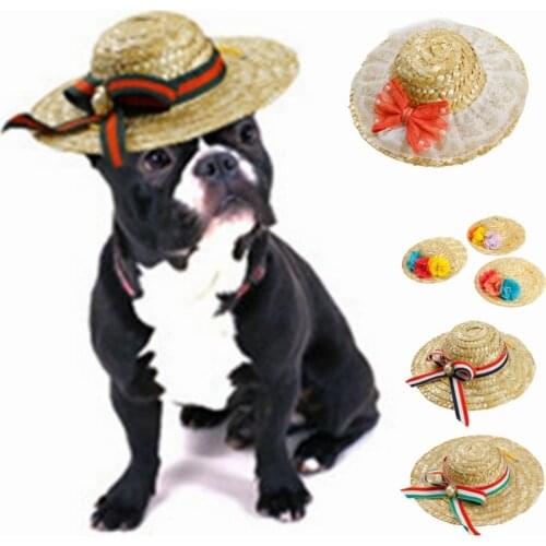 New Hot Sale Sun Hat For Dogs Cute Pet Casual Solid Hand Weaving Cap Chihuahua Yorkshire Pet Products Plus Size S/M/L