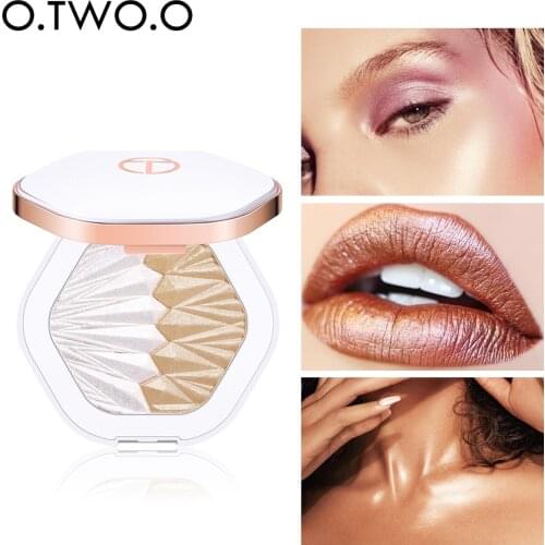 O.TWO.O 2 In 1 Highlight Face Foundations Makeup Professional Highlighters Makeup Palette Waterproof Pressed Powder Cosmetics
