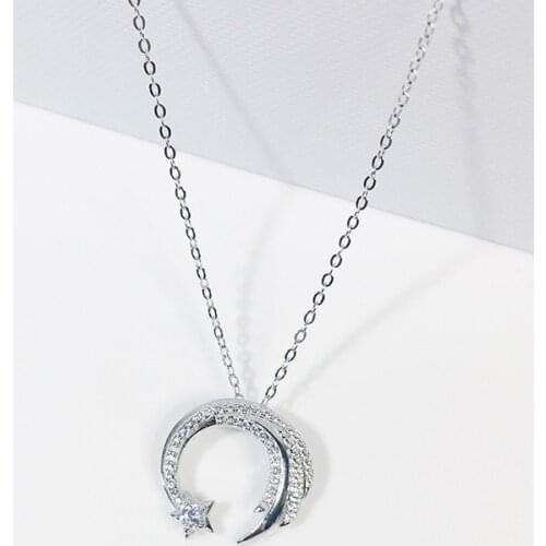 Moon Star 925 Sterling Silver Meteor Garden Slip Falling Meteor Micro-Inlaid Clavicle Chain Temperament Female Necklace SNE295