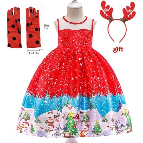 2021 New Childrens Clothing Flower Girls Princess Dresses Gown+Headband+Gloves 3pcs Christmas Evening Party Dress Prom 2 8 10Y