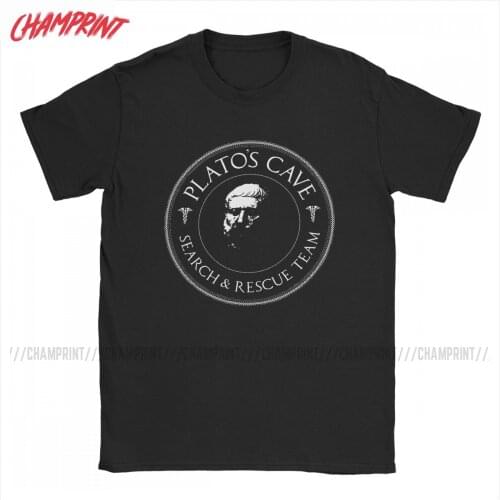 Platos Cave Rescue Team Philosophy T-Shirt for Men Funny Pure Cotton Tee Shirt Round Collar Short Sleeve T Shirts Gift Tops