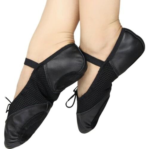 Durable Cow Leather Mesh Cloth Split Sole Cat Paw Ballet Slippers Soft Feeling Premium Dancing Shoes Dancewear Gym Yoga Exercise