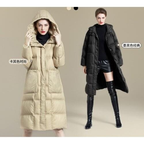 European American plus size thick mid-length 2020 down jacket women Over-the-knee coat winter womens new white duck down jacket
